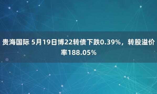 贵海国际 5月19日博22转债下跌0.39%，转股溢价率188.05%