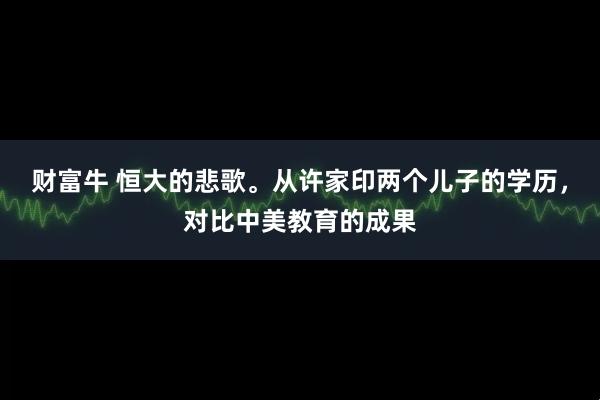财富牛 恒大的悲歌。从许家印两个儿子的学历，对比中美教育的成果
