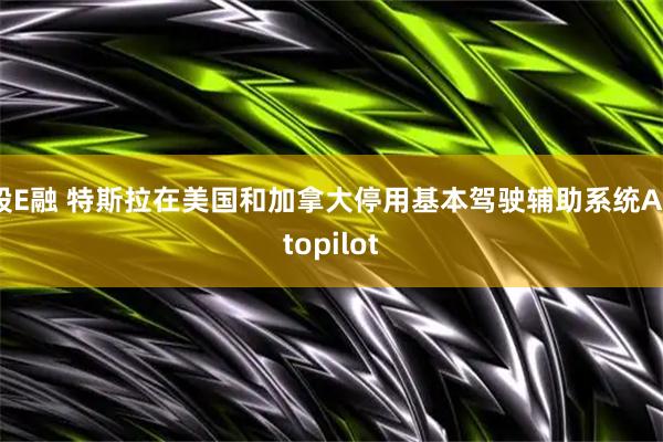 股E融 特斯拉在美国和加拿大停用基本驾驶辅助系统Autopilot